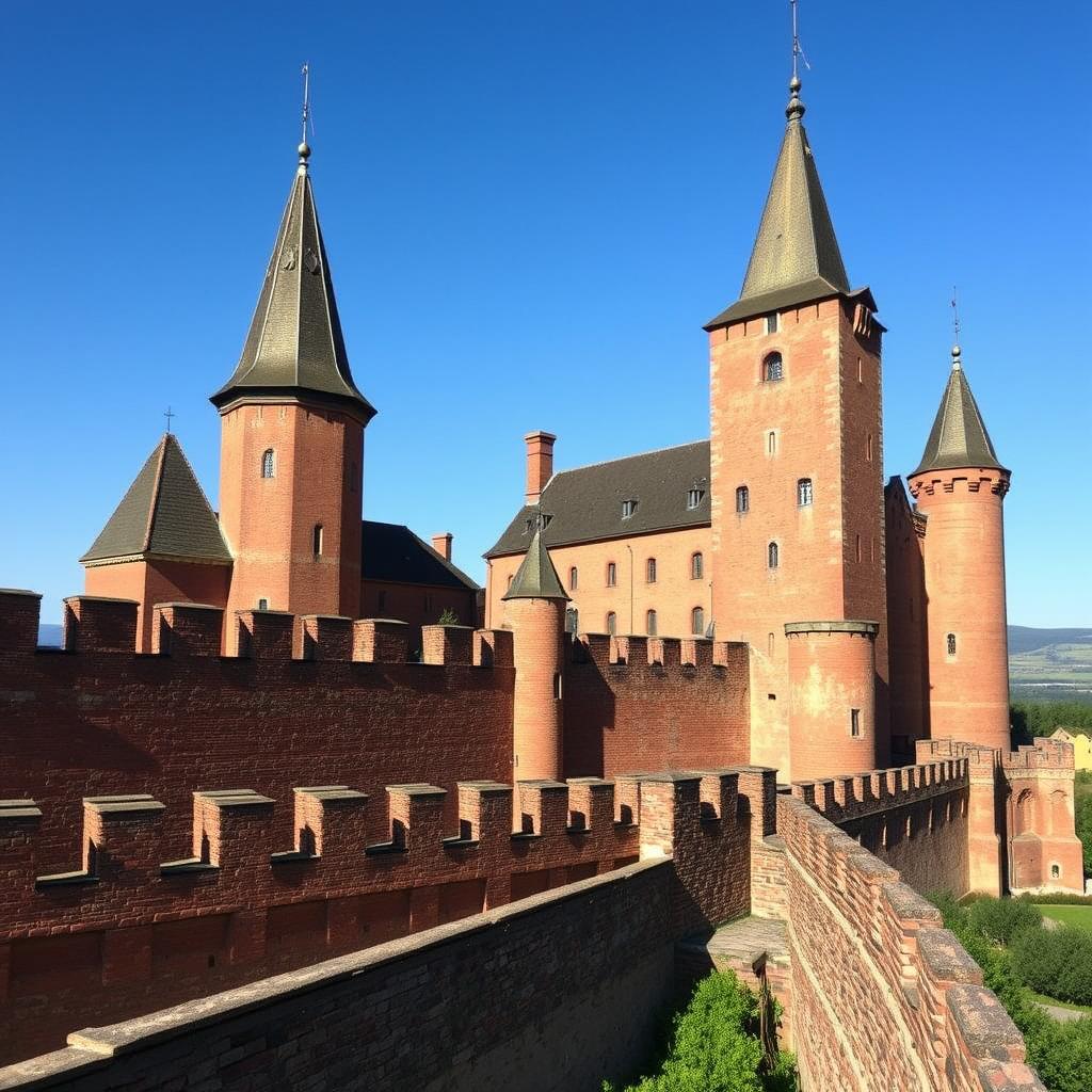 Architecture médiévale du château du Haut-Koenigsbourg avec ses tours et remparts